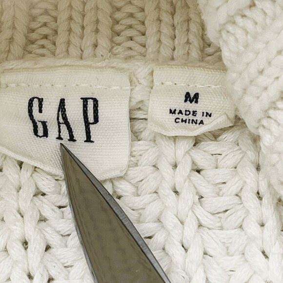 GAP Women's Fisherman Cable-Knit Sweater sz Medium Turtleneck Coastal Old Money - Picture 3 of 9